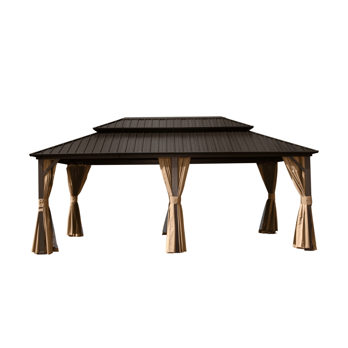 Streamdale Furniture 12' X 20' Hardtop Gazebo, Aluminum Metal Gazebo Withnized Steel Double Roof Canopy