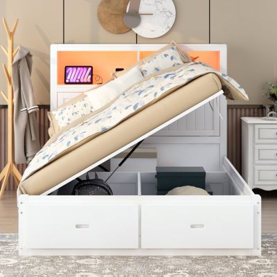 Queen Hydraulic Bed w/ LED & Storage