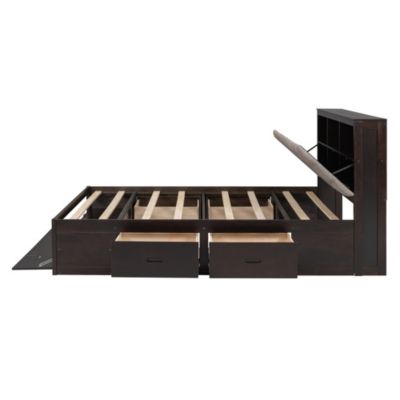 Streamdale Queen Platform Bed with Storage Headboard and Drawers