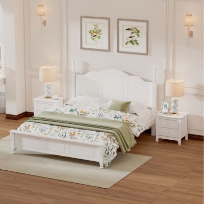Streamdale White 3-Pc Queen Bed and Nightstands Set
