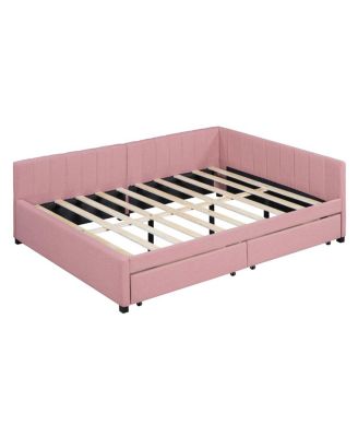 Simplie Fun Yellow Upholstered Daybed with Storage Drawers & No Box Spring Needed