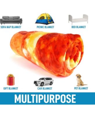 60 Inch Giant Pepperoni Pizza Throw Blanket Soft Round Flannel