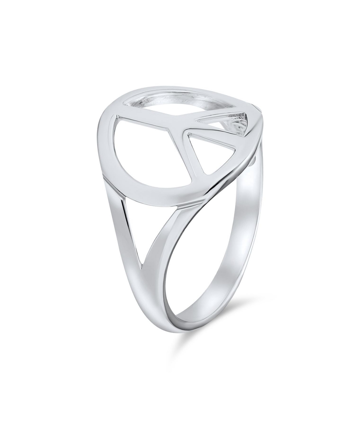 Bling Jewelry Open Symbol World Peace Sign Ring For For Women SterlingSpilt Shank Band - Silver