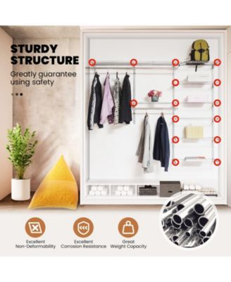 Adjustable Closet Organizer Kit with Shelves and Hanging Rods for 4 to 6 Feet