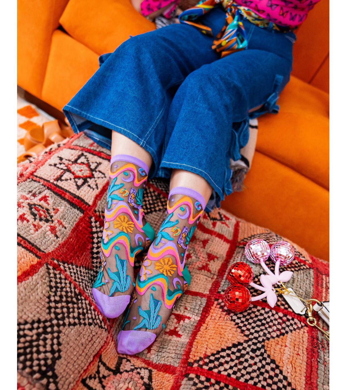Sock Candy Women'sDisco Black Sheer Sock - Desert