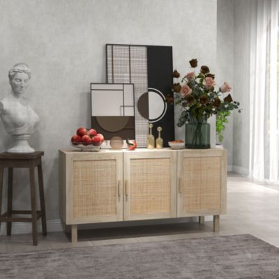 Sideboard Buffet Cabinet with 3 Rat Doors and Adjustable Shelves