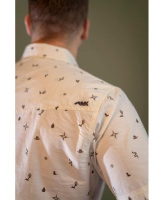 Мужская тканая рубашка с коротким рукавом и принтом 