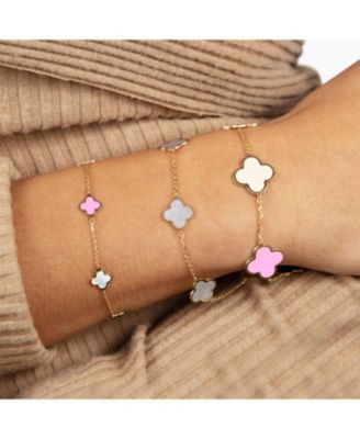 Mini Pink Mixed Clover Bracelet 14K Gold