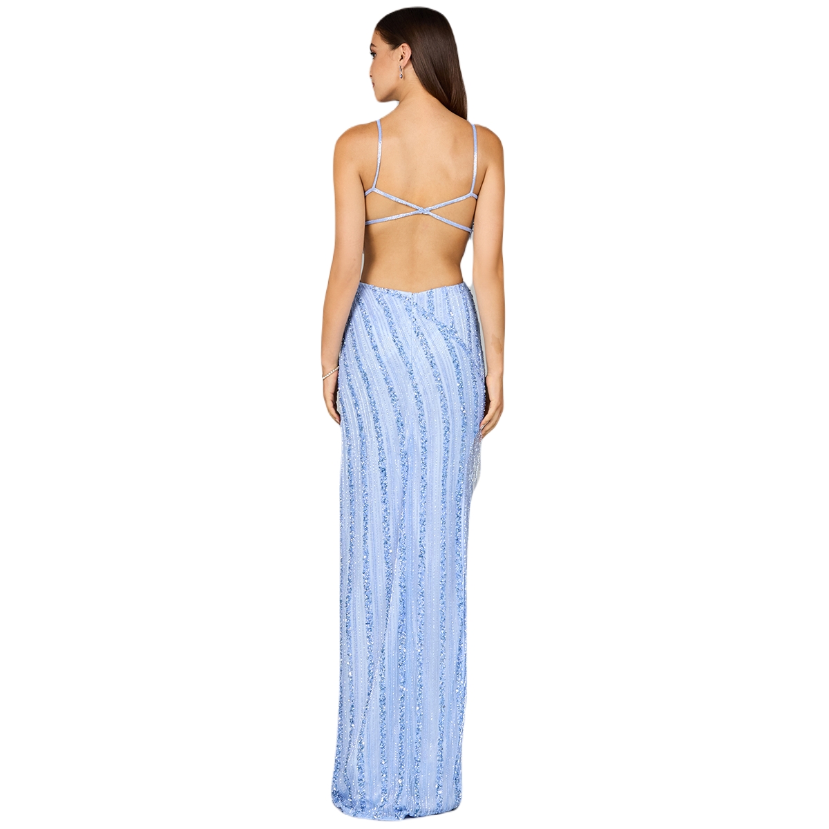 Lara Women's Cutout Beaded Gown with Fringes