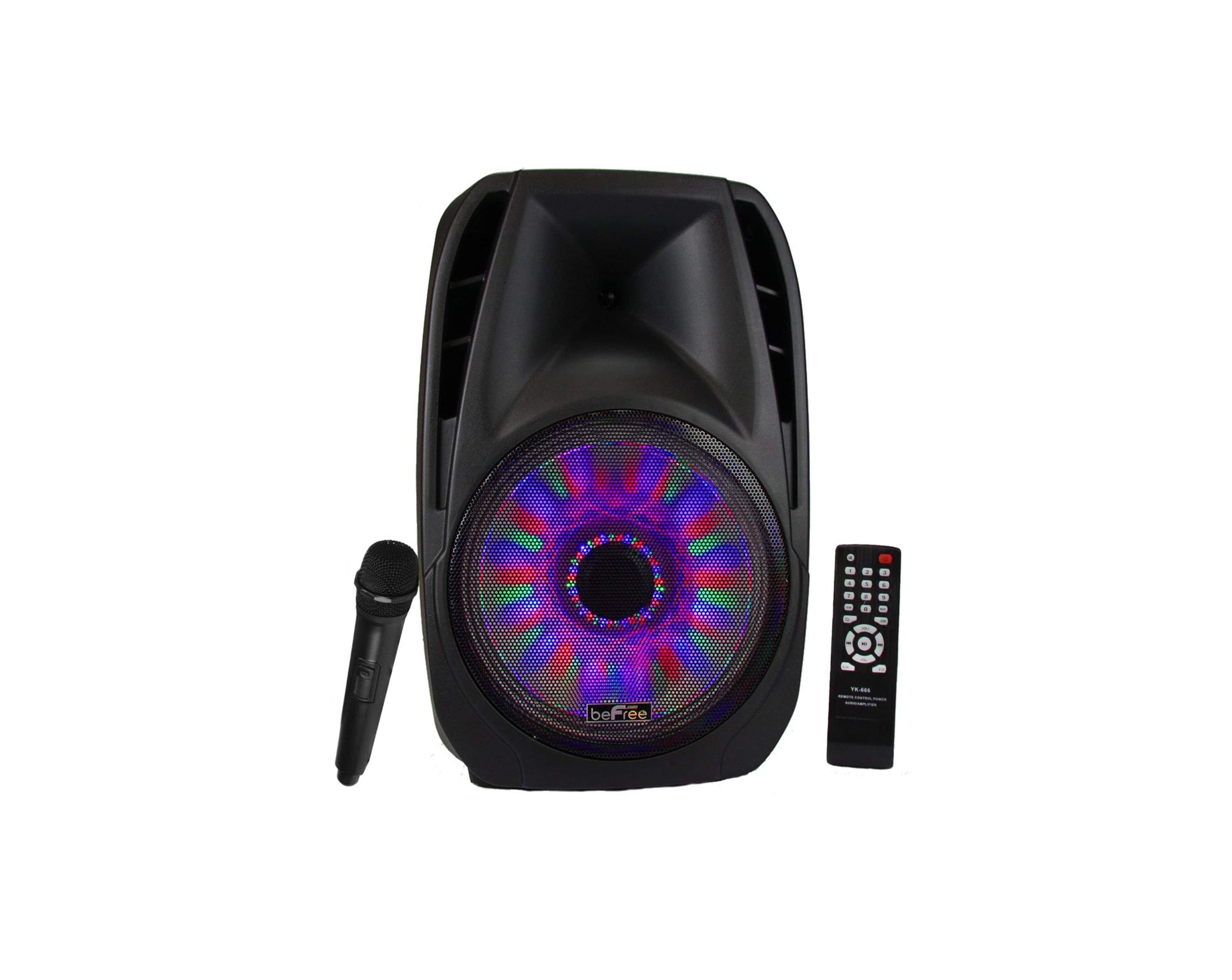 beFree Sound 15 Inch Portable Bluetooth Speaker with Sound/Volume Reactive Lights