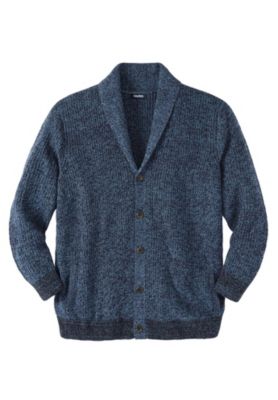 Big & Tall Shaker Knit Shawl-Collar Cardigan Sweater