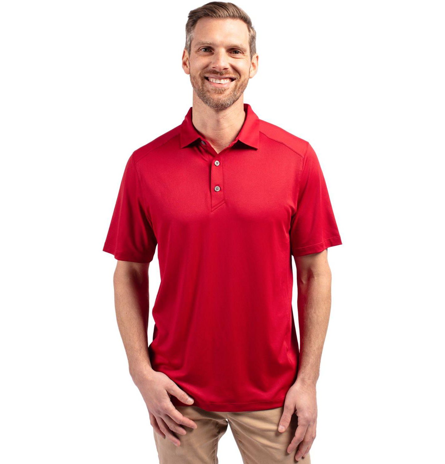 Мужское поло Cutter & Buck Forge Eco Stretch Recycled Polo Shirt, цвет: Красный, вариант 1 — фото 1
