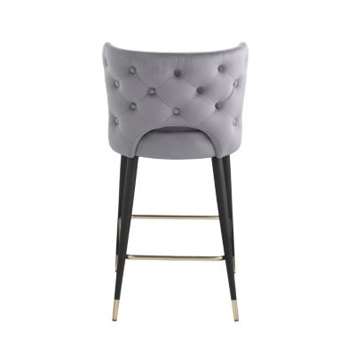 Gray & Gold Velvet Counter Stool