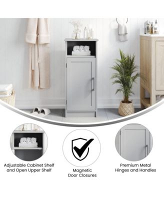 Adjustable Shelf Magnetic Closure Bathroom Storage Cabinet with Open Upper Shelf