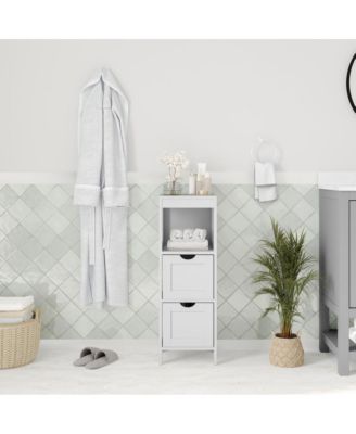 Delilah 2 Drawer Bathroom Storage Cabinet Organizer With Open Display Shelf