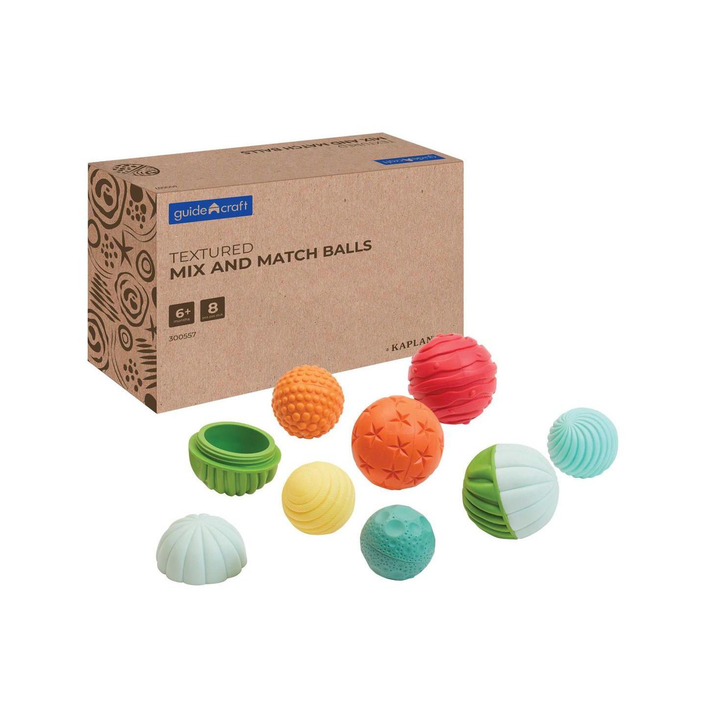 Детские игрушки Kaplan Early Learning Textured Mix and Match Balls Fine Motor 8-Piece Learning Toy, Ages 6 Months+ — фото 1