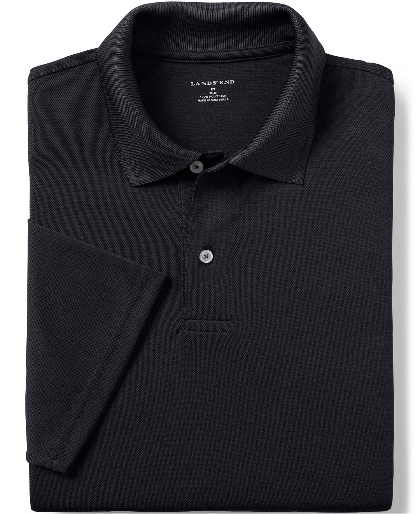 Мужское поло Lands' End FlexPique Short Sleeve Polo Shirt, цвет: Чёрный — фото 3