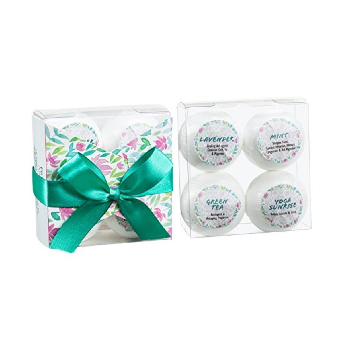 Meditative Serene Soul 4-Piece Fragrance Bath Bomb Set Luxury Body Care Mothers Day Gifts for Mom - Green