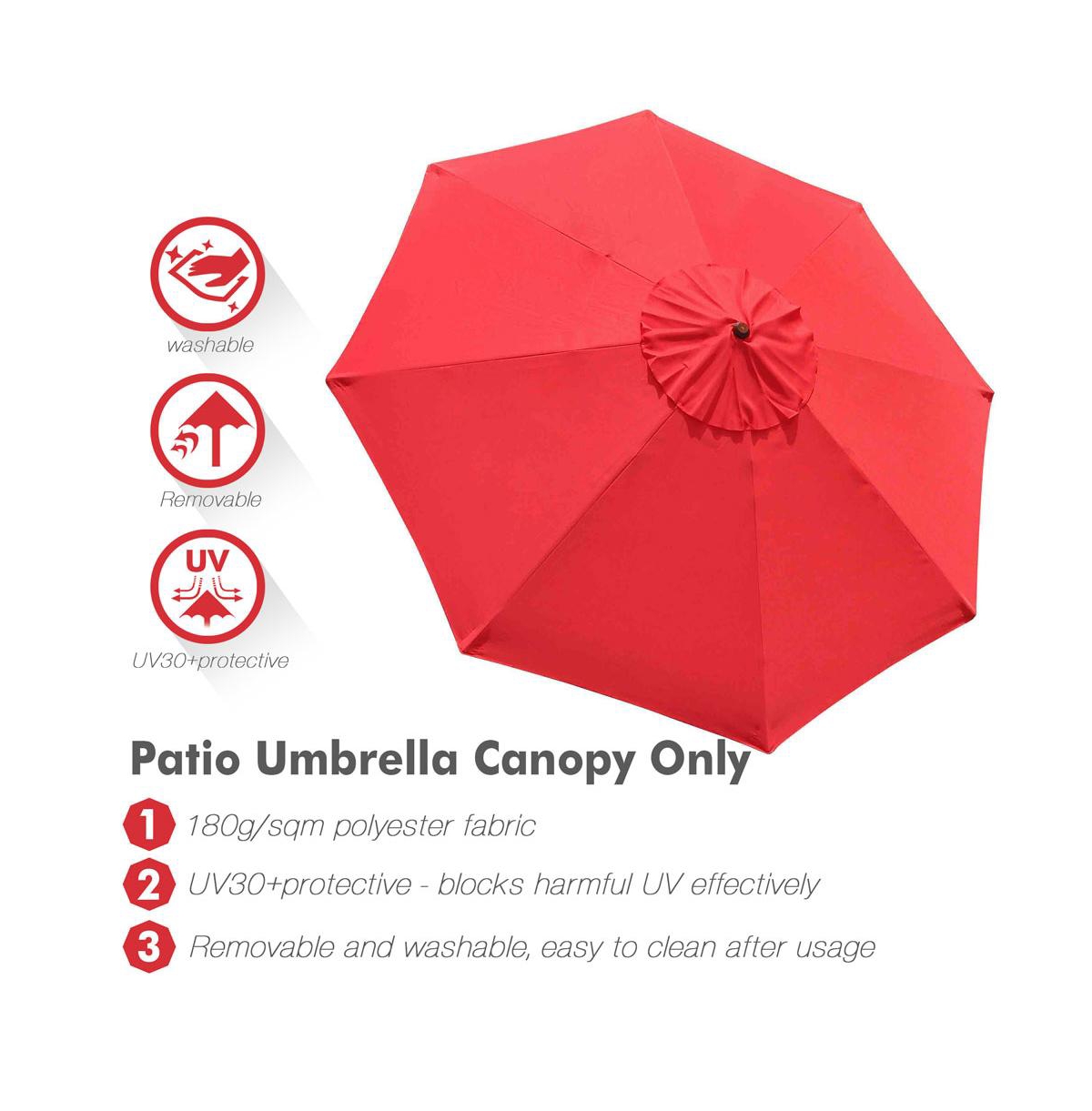 10Ft 8 Rib Umbrella Replacement Canopy Cover Top Patio Sun Shade Market Yard Red