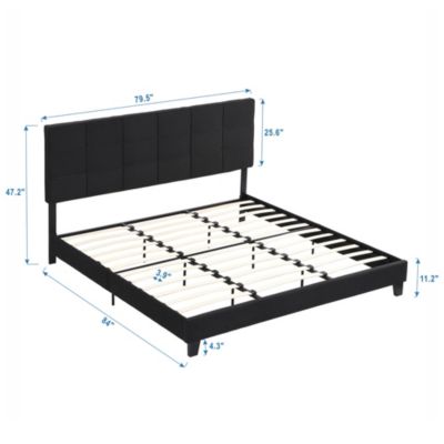 Streamdale King Size Upholstered Platform Bed Frame in Black