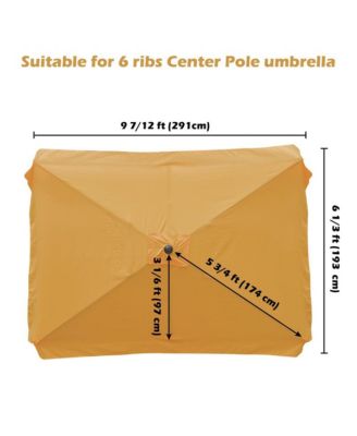 10x6ft Universal Replacement Umbrella Canopy with Tippet Top Cover Patio Beach