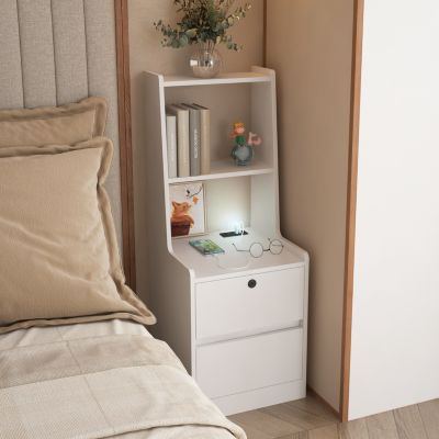 Locking Nightstand with Charging and Storage