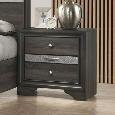 Contemporary Silver Nightstand with Hidden Jewelry Drawer