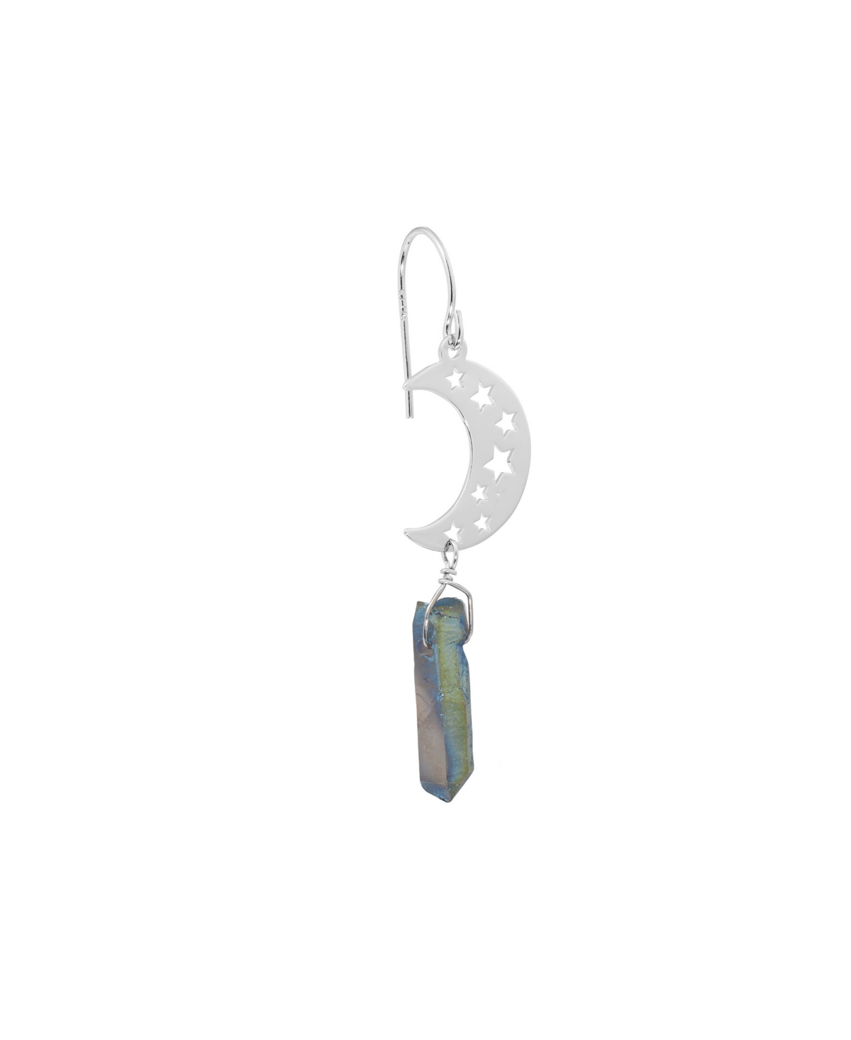 Macy's Aurora Borealis Or Mystic Quartz Silver Plated Half Moon Drop Earrings In Aurora Borealis