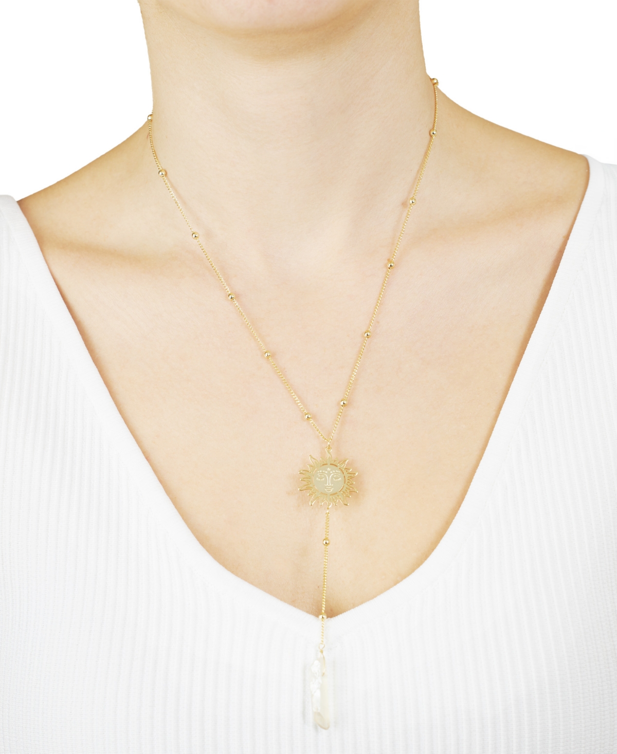Shop Macy's Aqua Or Aurora Borealis Quartz Sun Y-necklace