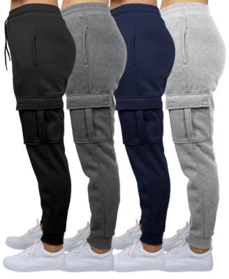 Women's Heavyweight Loose Fit Fleece-Lined Cargo Jogger Pants-4PK