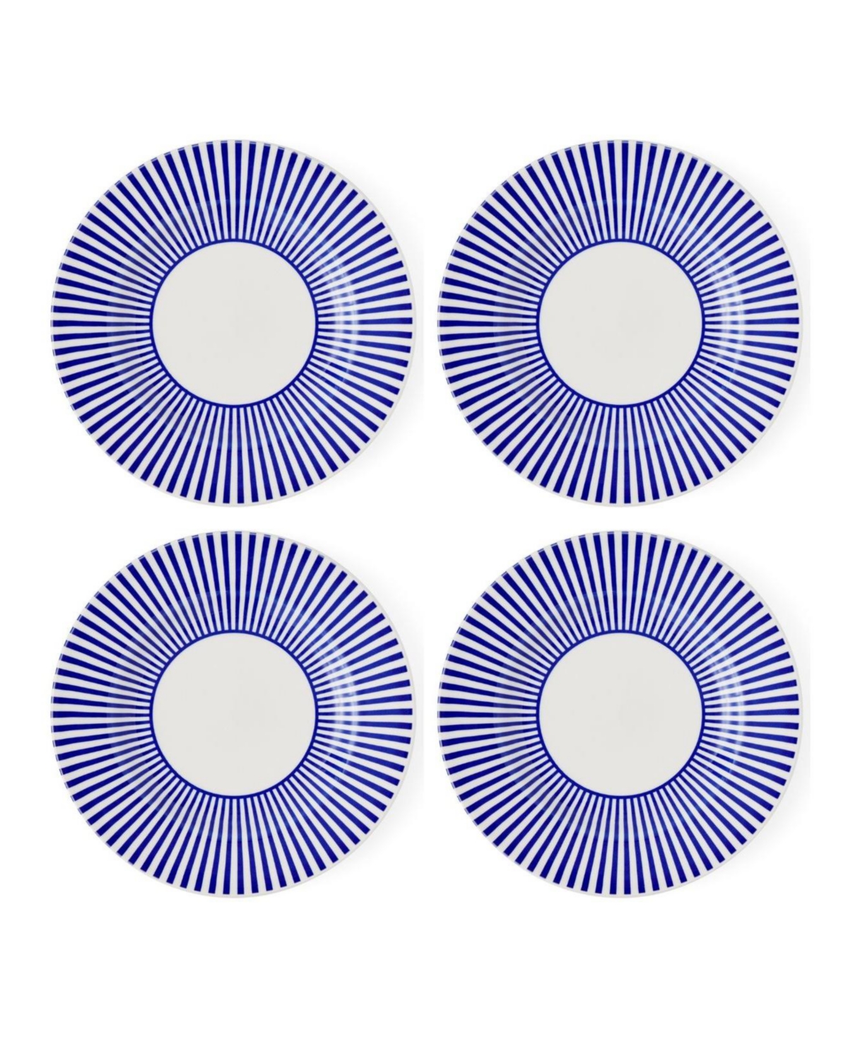 Blue Italian Steccato Salad Plates, Set of 4 - Blue