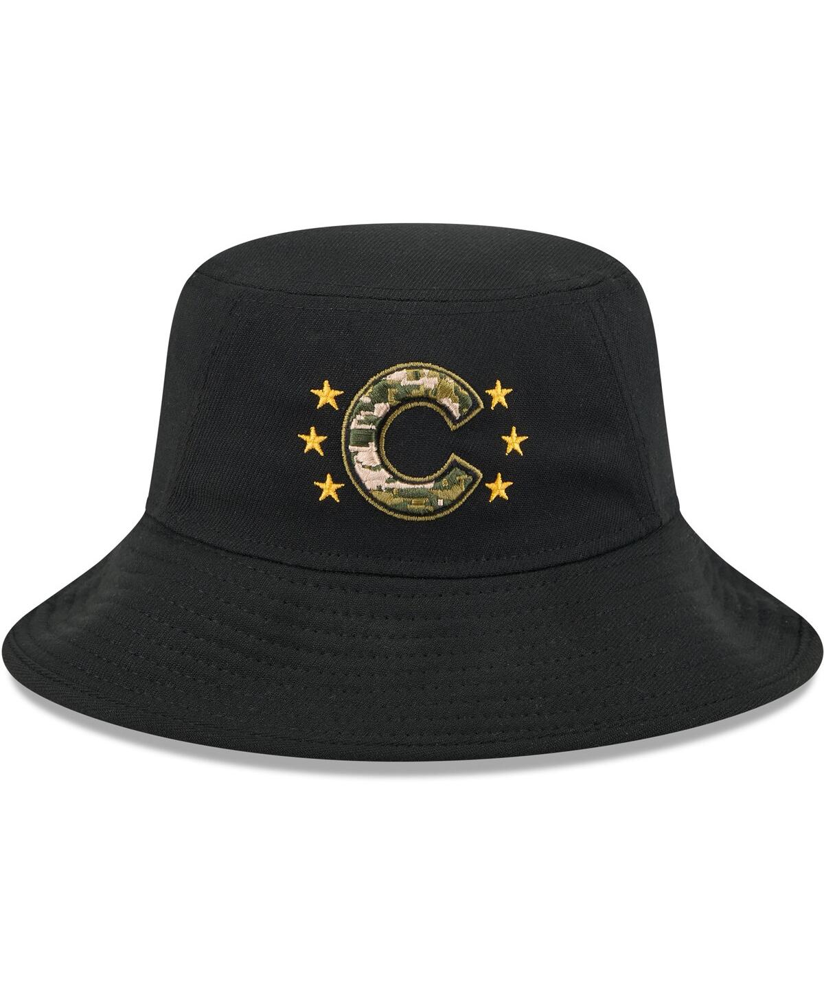 NEW ERA MEN'S BLACK CHICAGO CUBS 2024 ARMED FORCES DAY BUCKET HAT 