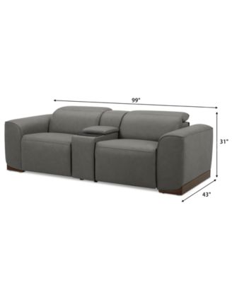 Lovro 3-Pc. Leather Sofa with 2 Power Motion Chairs & 1 Console