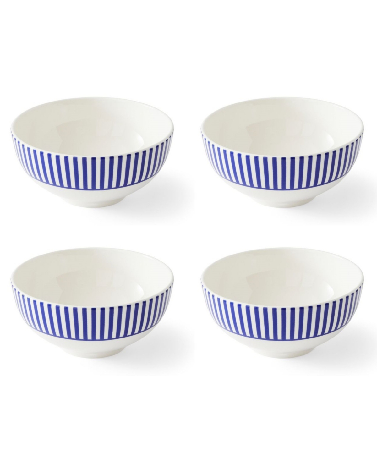 Blue Italian Steccato Rimless Bowls, Set of 4 - Blue