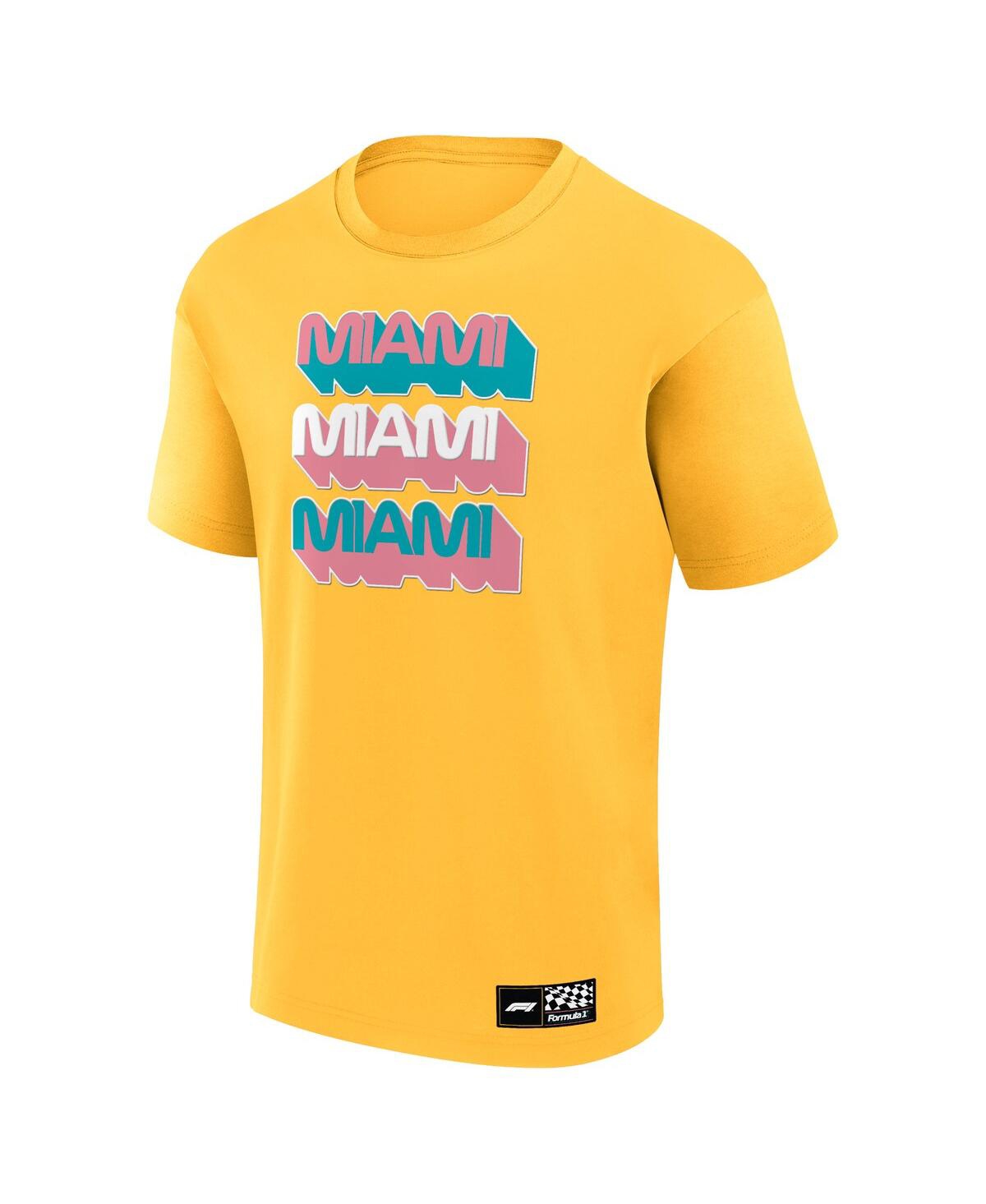 Shop Fanatics Men's Yellow Formula 1 Miami Grand Prix Stacked Wordmark T-shirt
