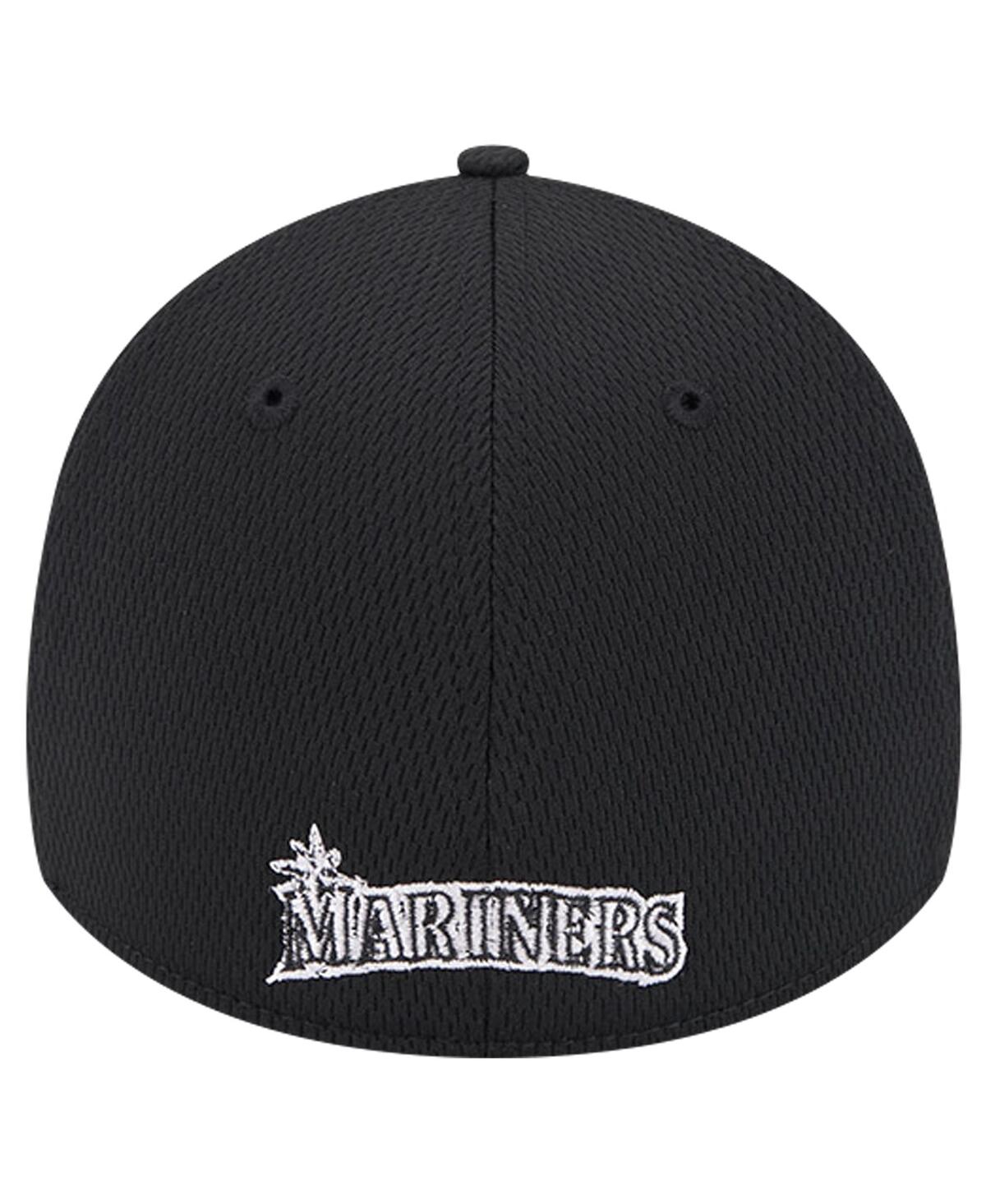 New Era Men'sSeattle Mariners Active Dash Mark 39THIRTY Flex Hat - Black