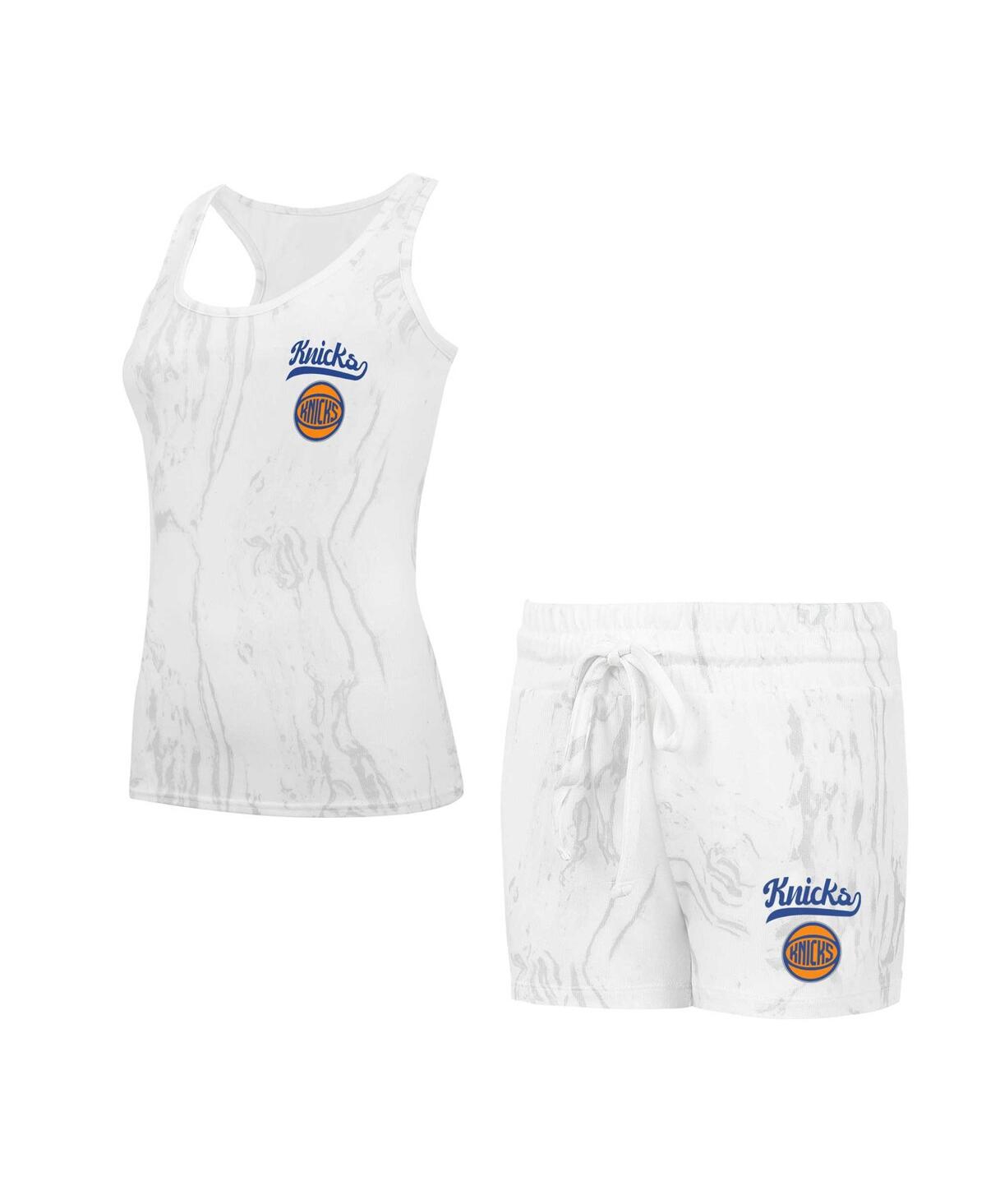 Women's White New York Knicks Quartz Tank Top Shorts Set - White, Gray