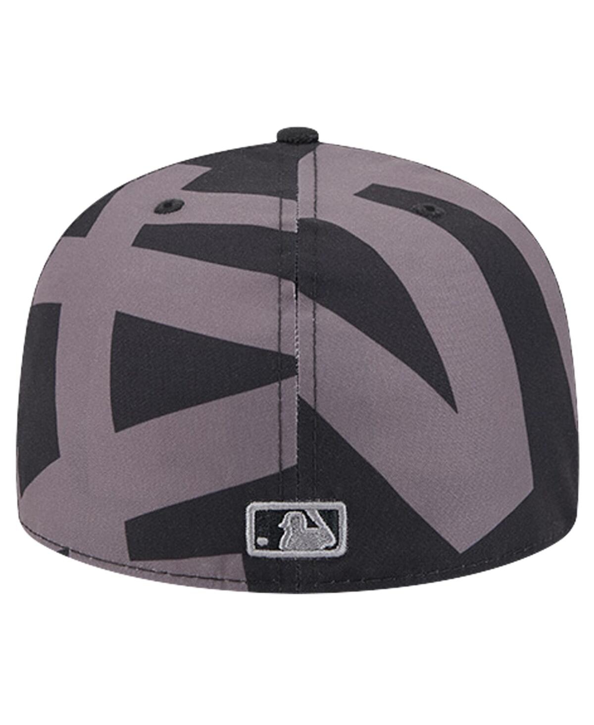 New Era Men'sLos Angeles Dodgers Logo Fracture 59FIFTY Fitted Hat - Black, Graphite
