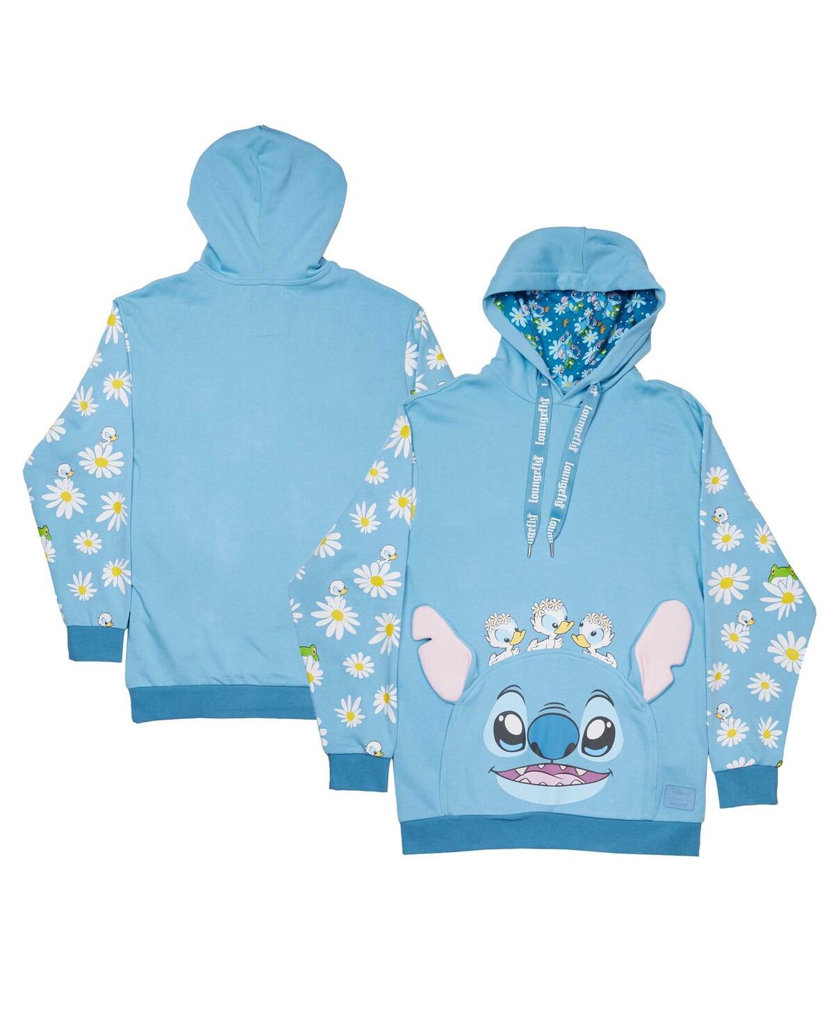 Loungefly Men's And Women's Light Blue Lilo And Stitch Springtime Daisy Pullover Hoodie