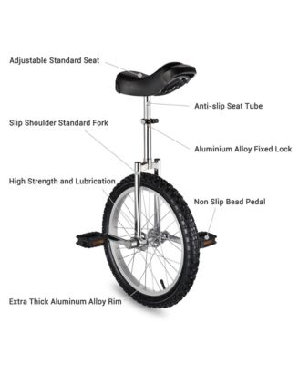 18 In Wheel Outdoor Unicycle Skid-proof Tire Fitness Bicycle Balance Training for Adults Teenagers Kids, Silver