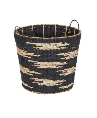 Tapered Woven Basket, Large Decorative Basket with Handles