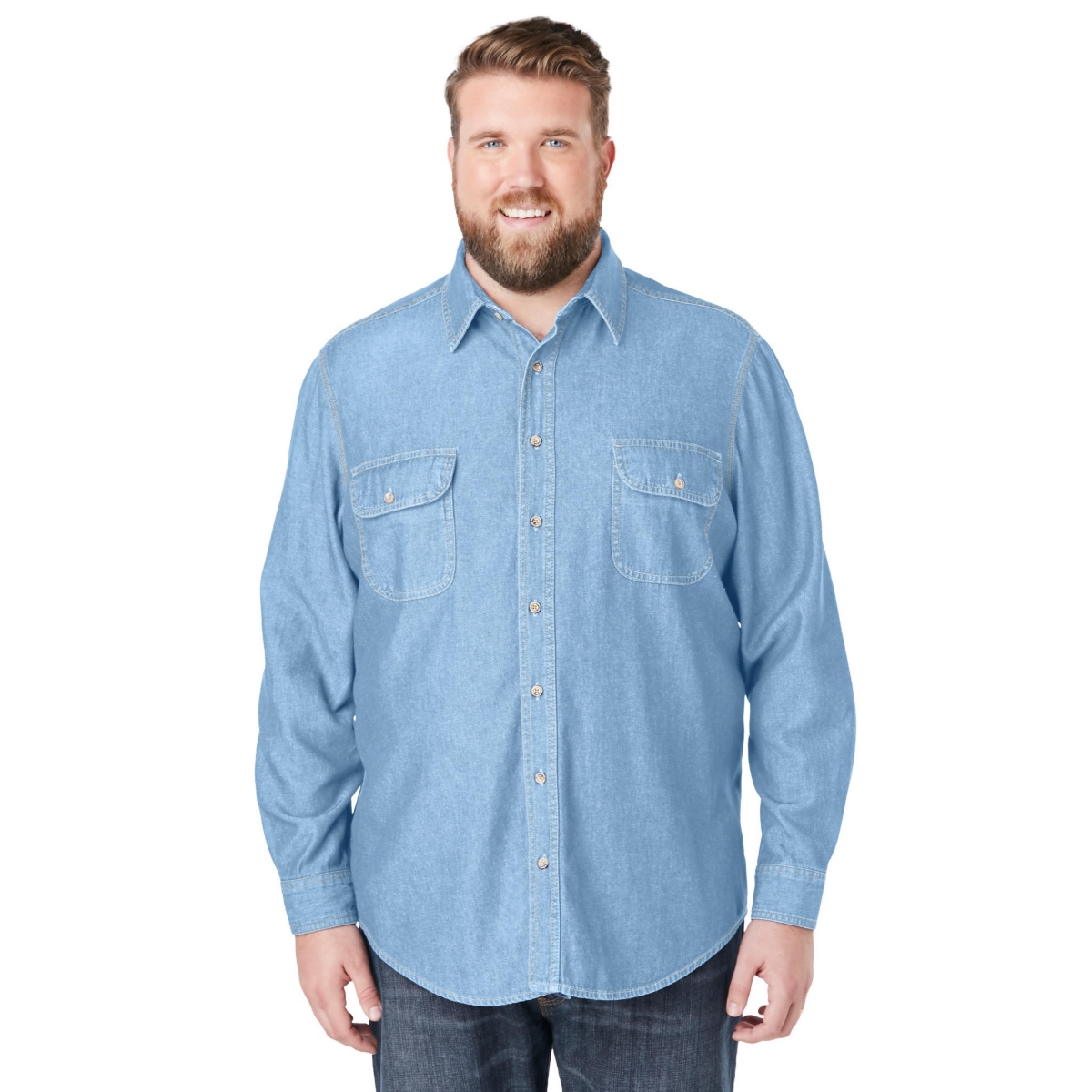 Boulder Creek Big & Tall by KingSize Long Sleeve Denim And Twill Shirt