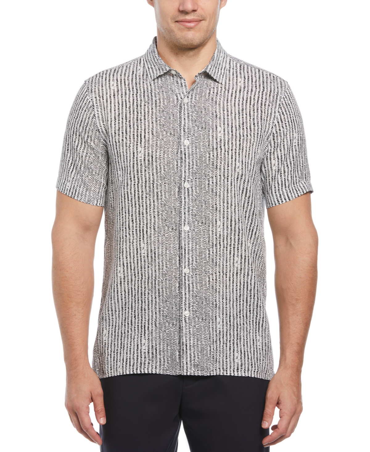 Perry Ellis Men's Scribble Line Shirt In Bright White