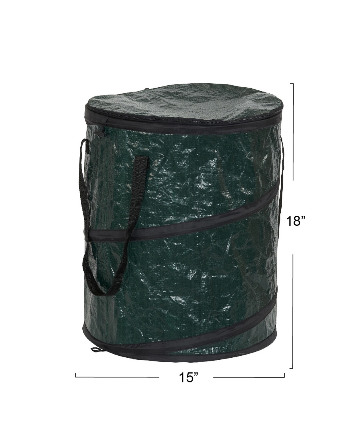 Household Essentials Pop Up Hamper 15" With Zippered Top In Green