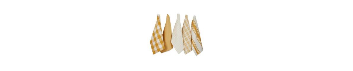 Everyday Basic Kitchen Collection Large Woven Cotton Dishtowel/Tea Towel Set, 18x28", Honey Gold, 5 Count - Honey Gold