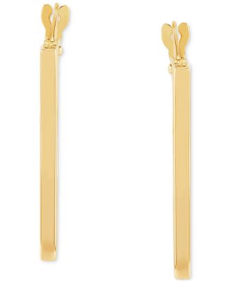 Polished Square Geometrical Small Hoop Earrings in 10k Gold, 3/4"