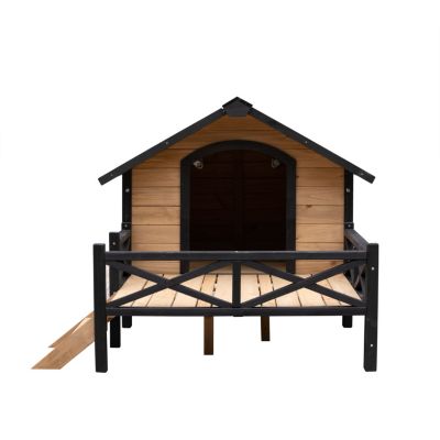 Streamdale Outdoor Large Wooden Cabin House Style Wooden Dog Kennel With Porch