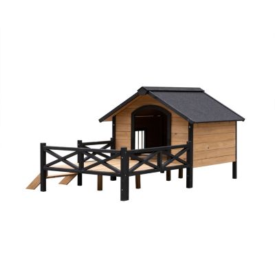 Streamdale Outdoor Large Wooden Cabin House Style Wooden Dog Kennel With Porch