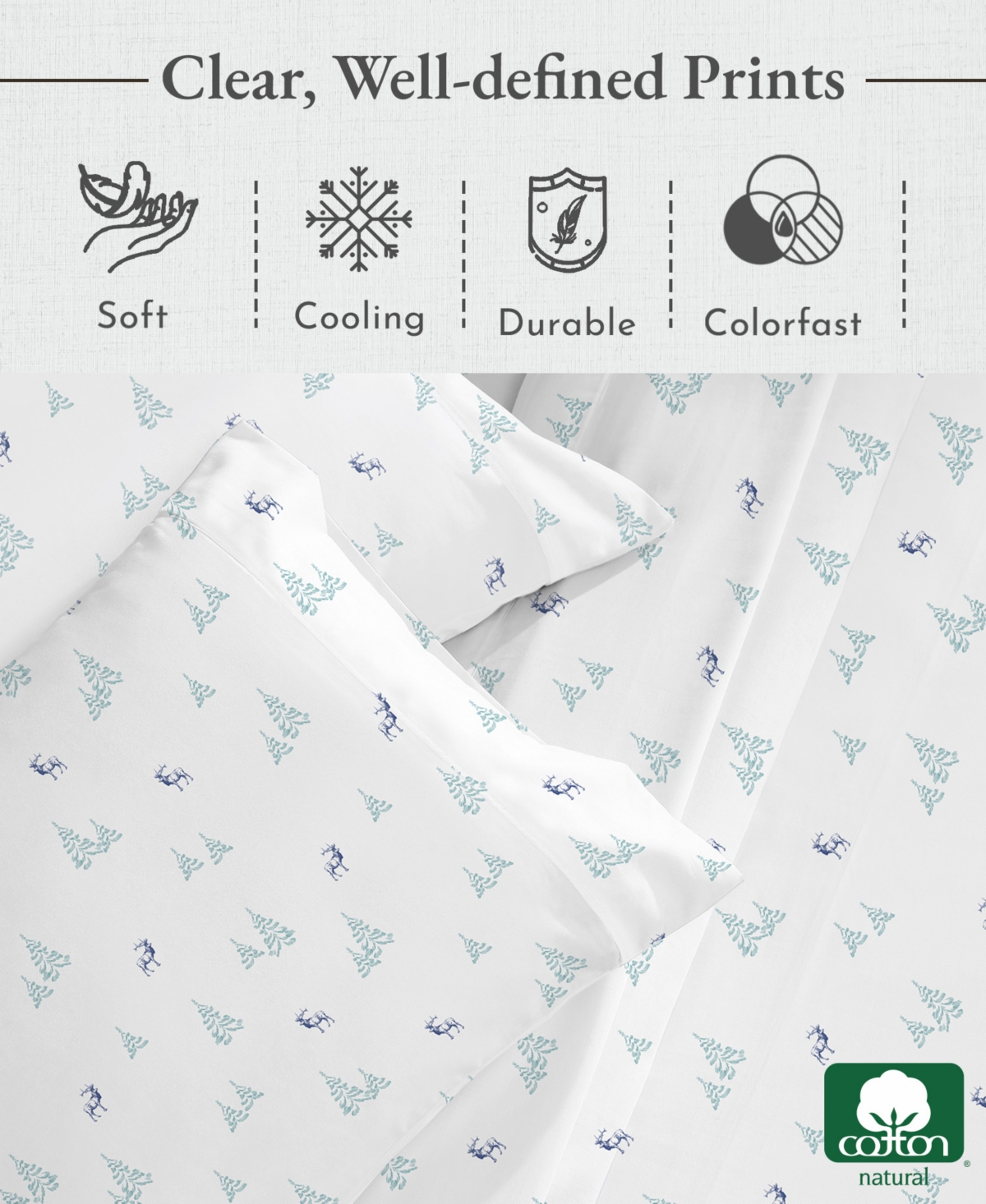 California Design Den 400 Thread Count 100% Cotton Printed Sheet Set