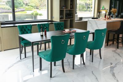Contemporary Green Velvet Dining Chair Set